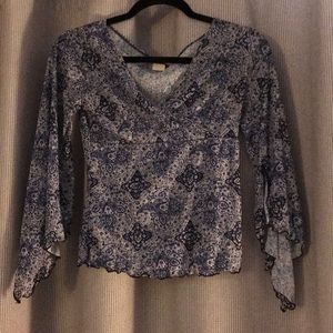 Blue and White Blouse